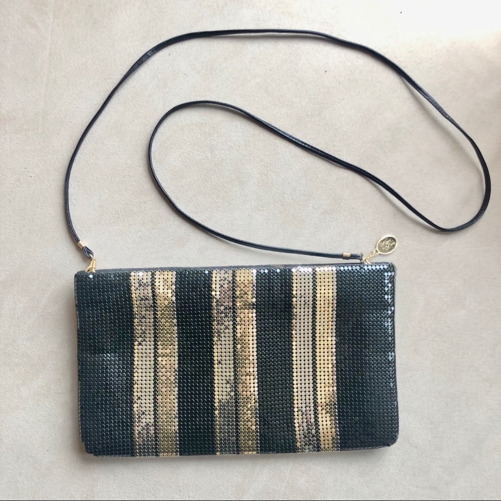 Whiting and Davis Mesh Black, Gold & Silver Bag